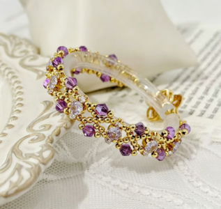 Lavender Palace Bracelet DIY Material Kit, Purple Zircon Gold Plated Bracelet Making Supplies, Jewelry Craft Kit